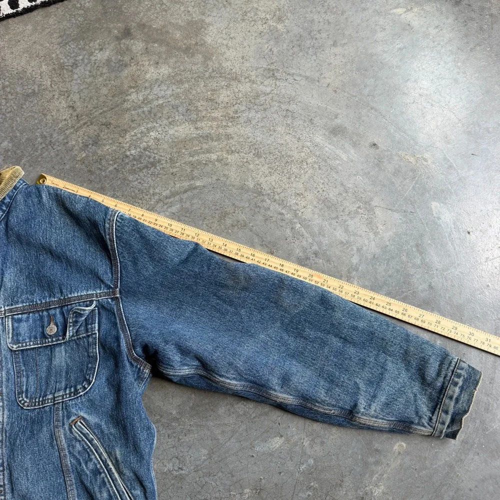 Vintage Banana Republic Trucker Jacket Mens Medium Blue Denim Blanket Lined 90s